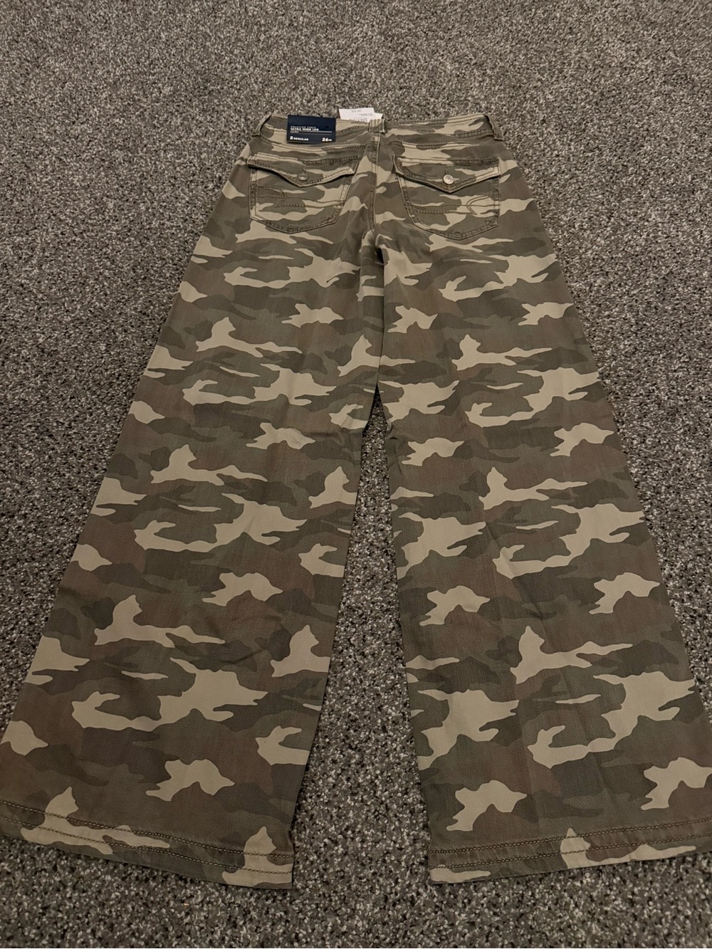 American Eagle Outfitters Women's Straight-Leg Camo Pants — Olive/Beige